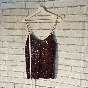Sequin Cami Top, size medium, burgundy, WAYF
